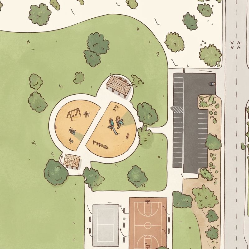 Illustrated map of Whitman Park Playground