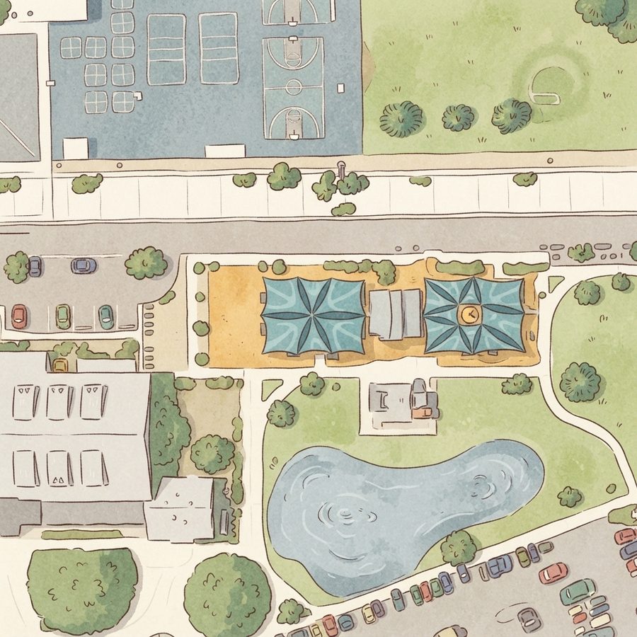 Illustrated map of Wilbur & Theresa Faiss Park