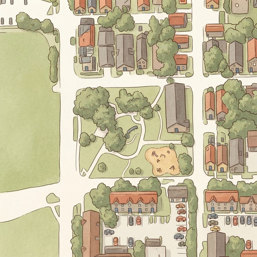 Illustrated map of Wiley Park