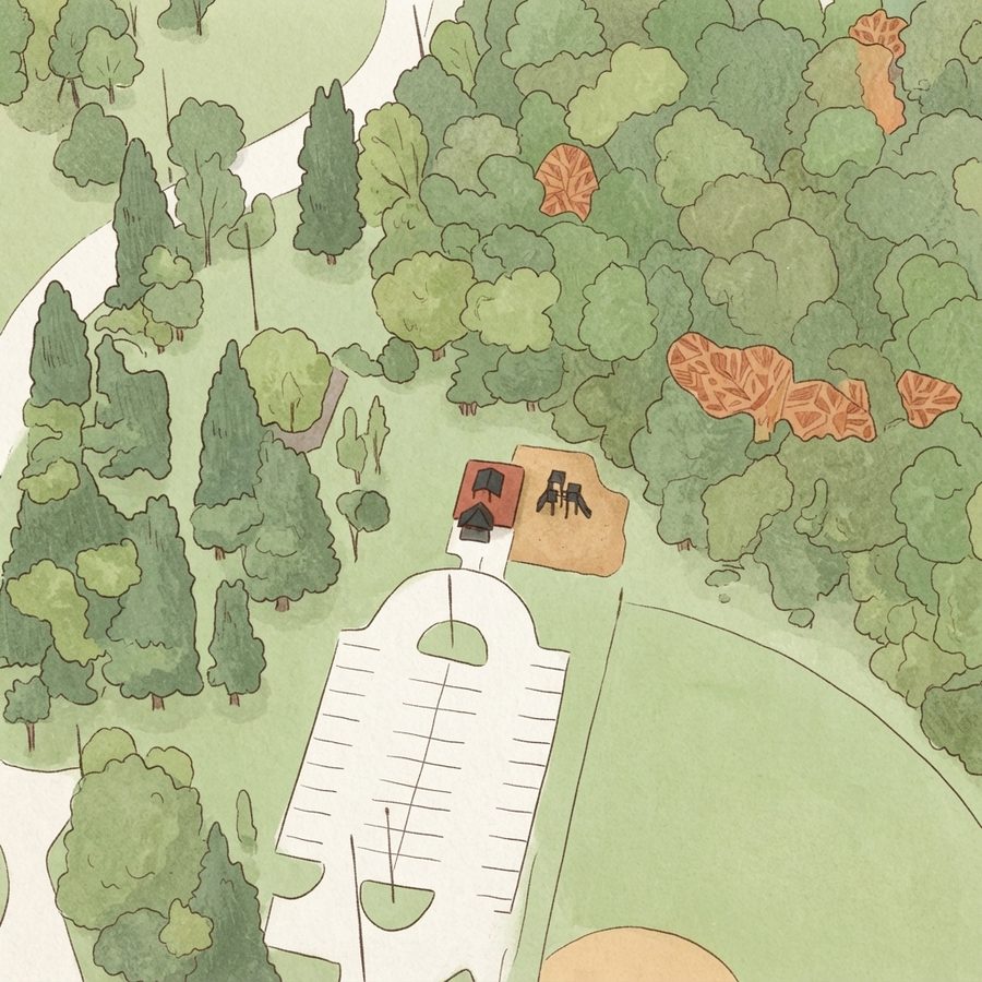 Illustrated map of William A. Pitts Park