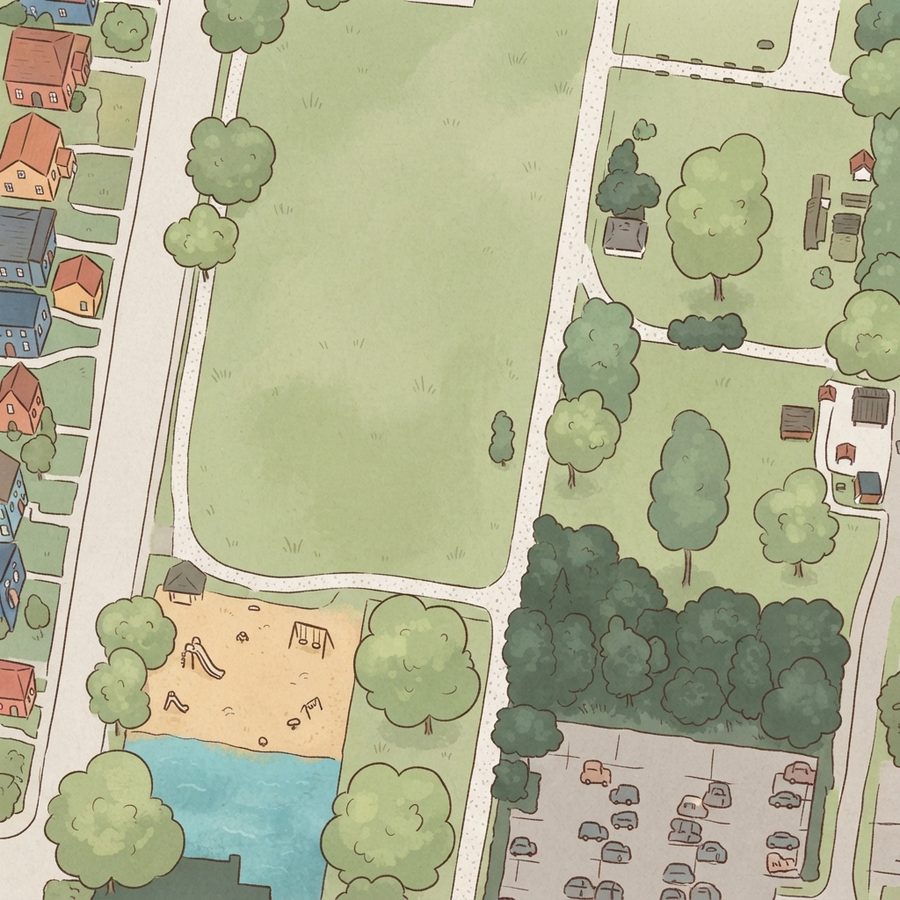 Illustrated map of William Edmondson Homesite Park & Gardens