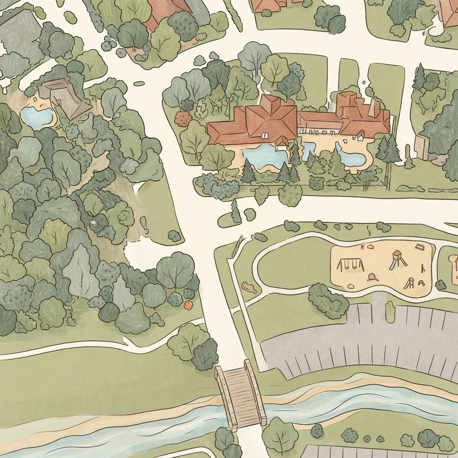 Illustrated map of Wimbledon estates community park