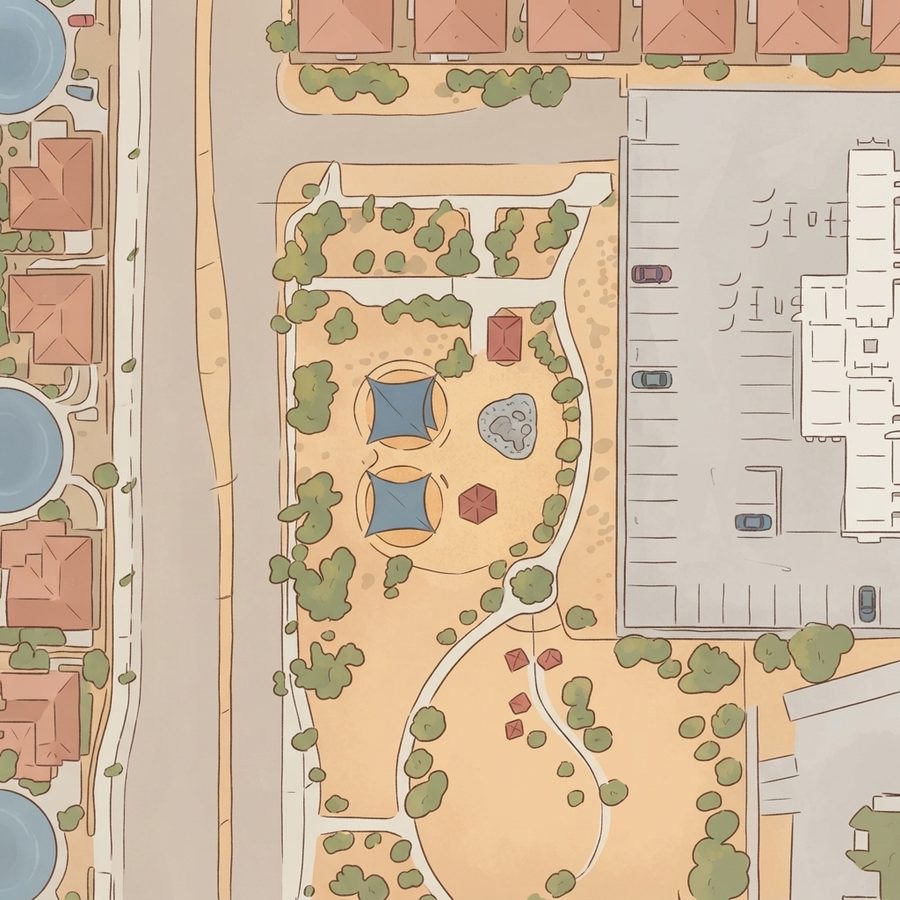 Illustrated map of Winding Trails Park