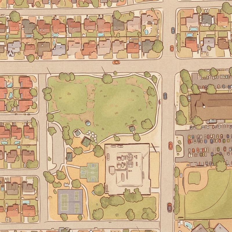 Illustrated map of Windrose Park