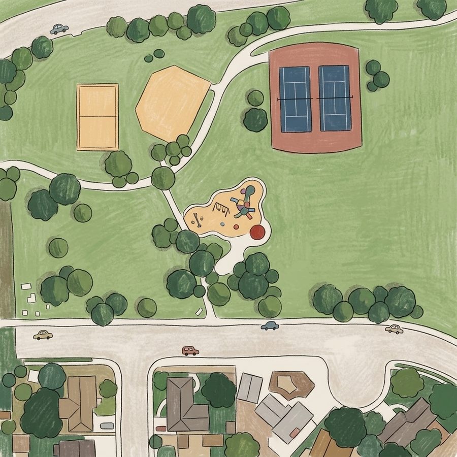 Illustrated map of Windsor Park Playground