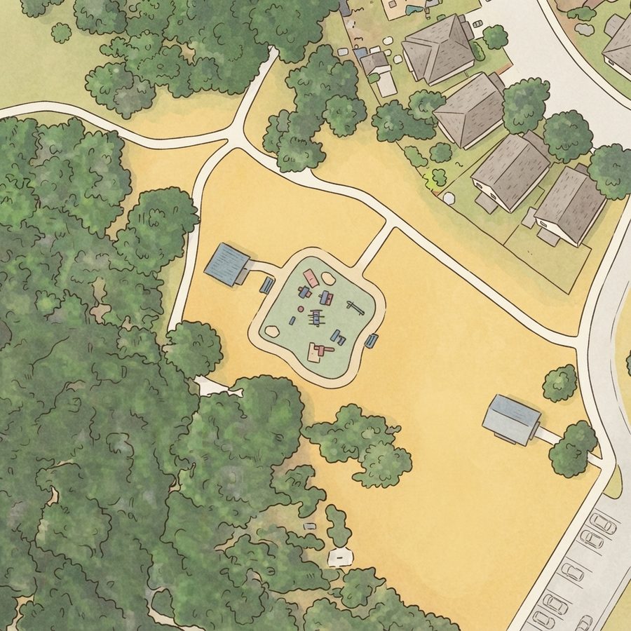 Illustrated map of Woodcrest Park