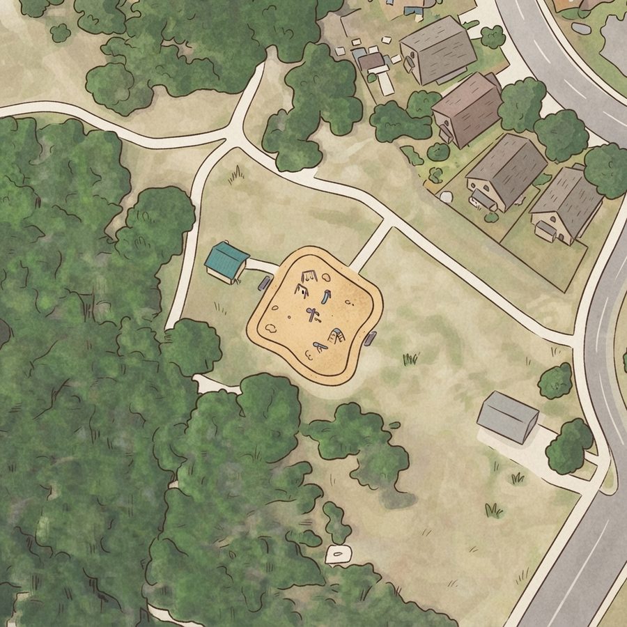 Illustrated map of Woodcrest Park playground