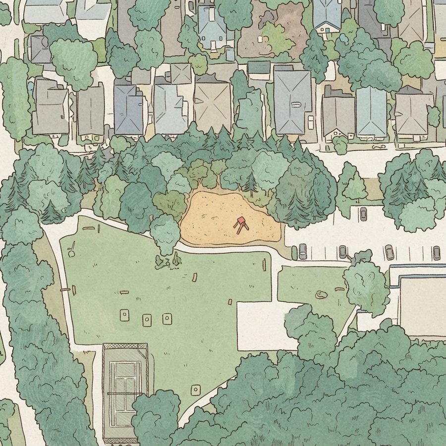 Illustrated map of Woodland Park
