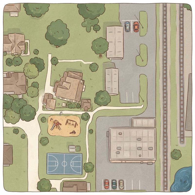Illustrated map of Woodmere Park