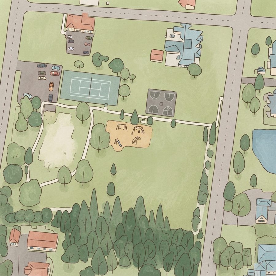 Illustrated map of Woodmont Park
