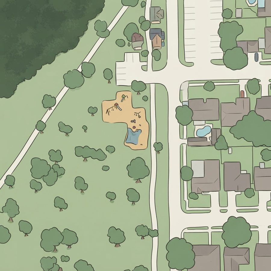 Illustrated map of Woody Street Park