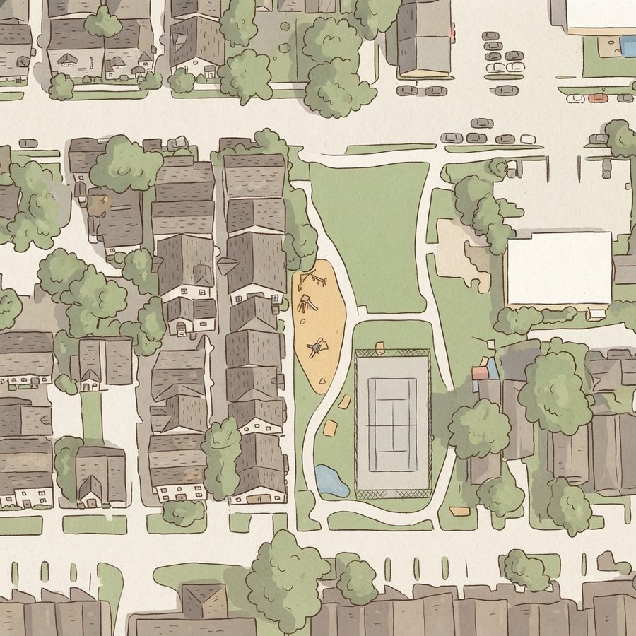 Illustrated map of Wright-Bembry Park