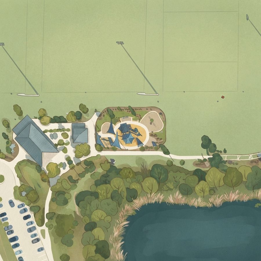 Illustrated map of Young Pine Community Park