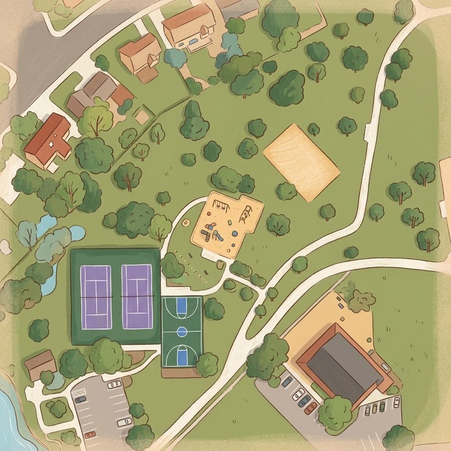 Illustrated map of Zang Spur Park